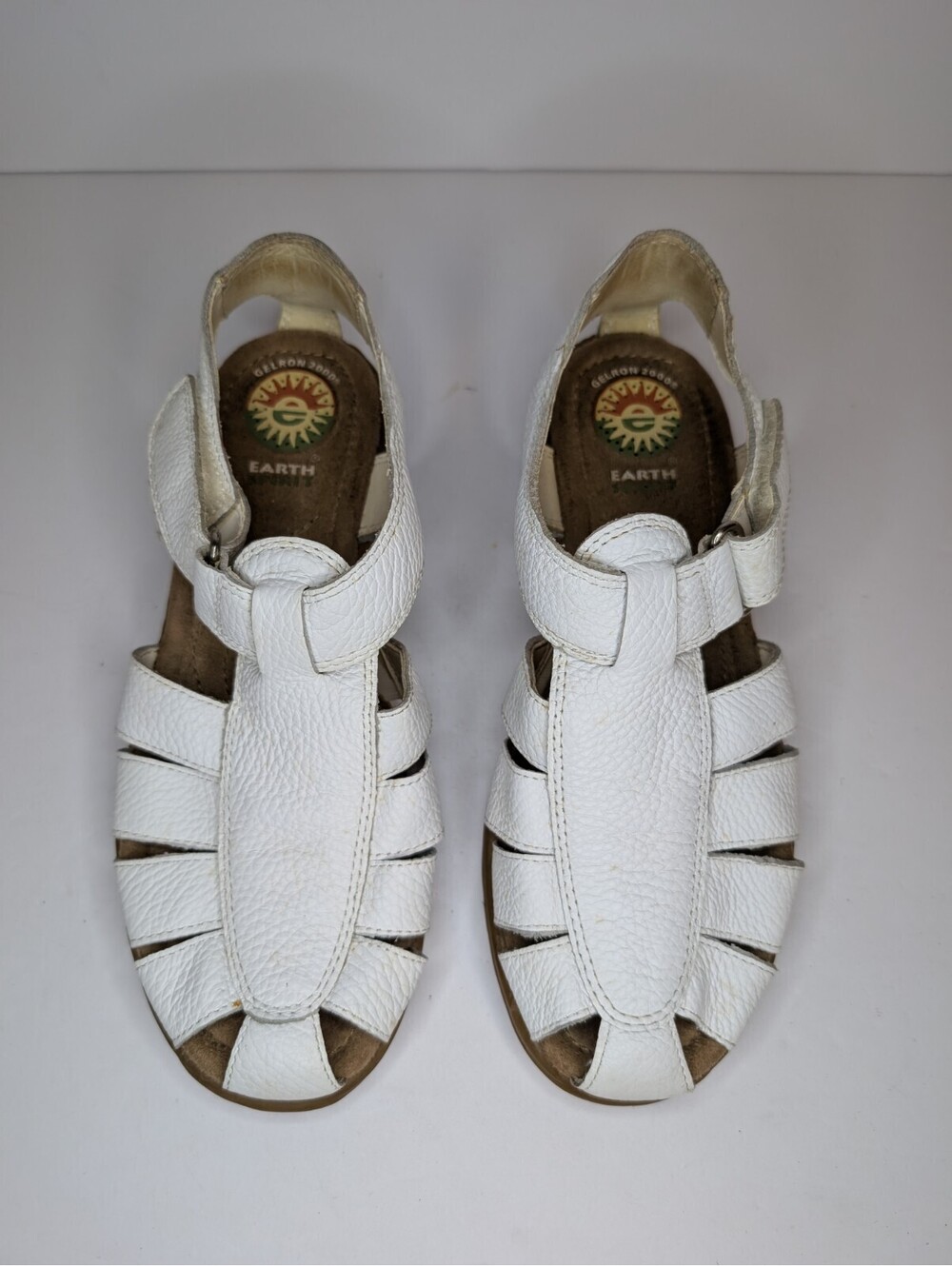 Earth Spirit Gelron 2000 Womens White Leather Fisherman Strappy Sandals Sz 7.5